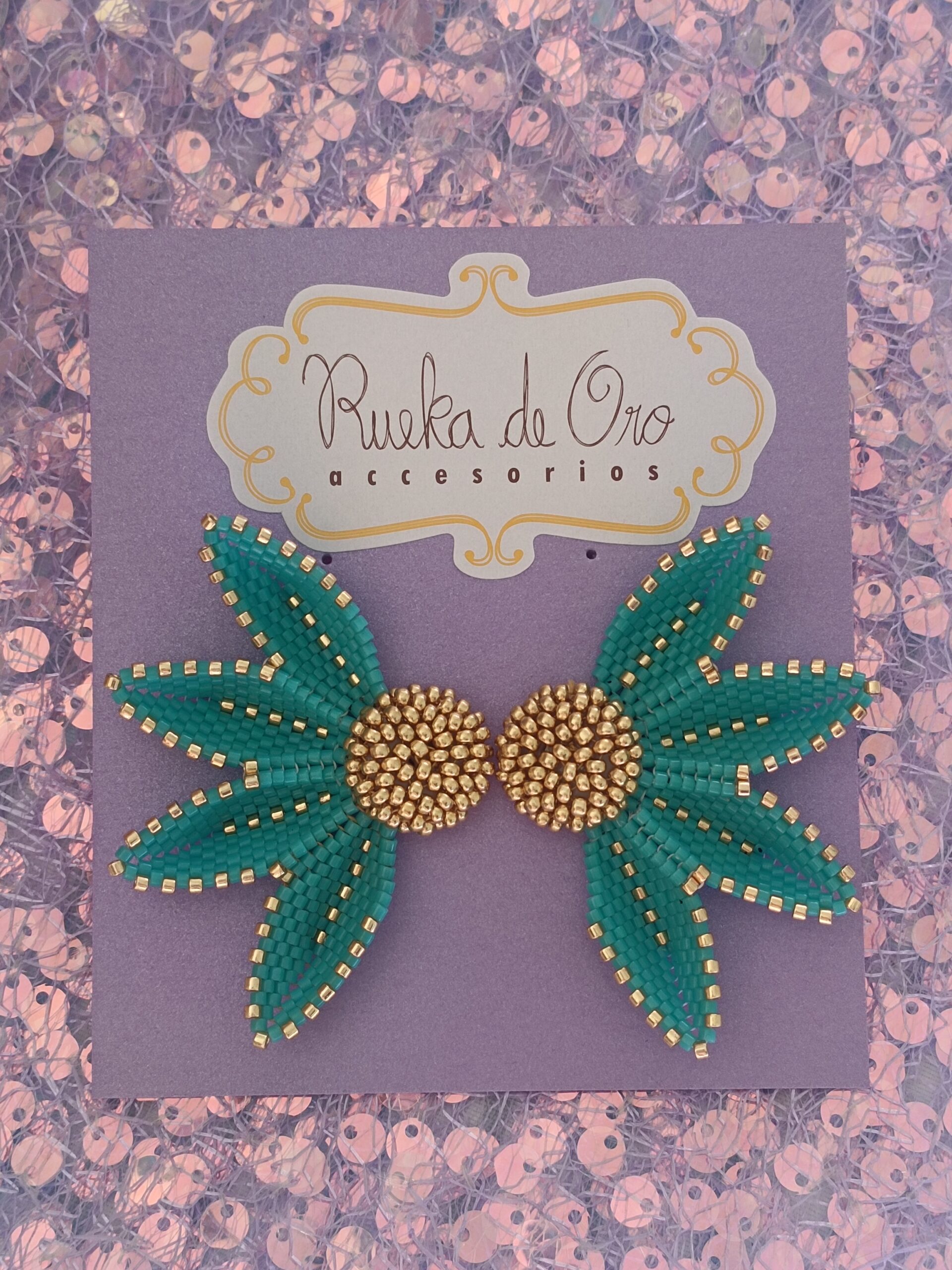 aretes flor 4 petalos miyuki karito - rueka de oro accesorios