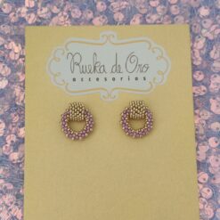 Aretes Mini Topo Miyuki Aro 3D lila rueka de oro accesorios