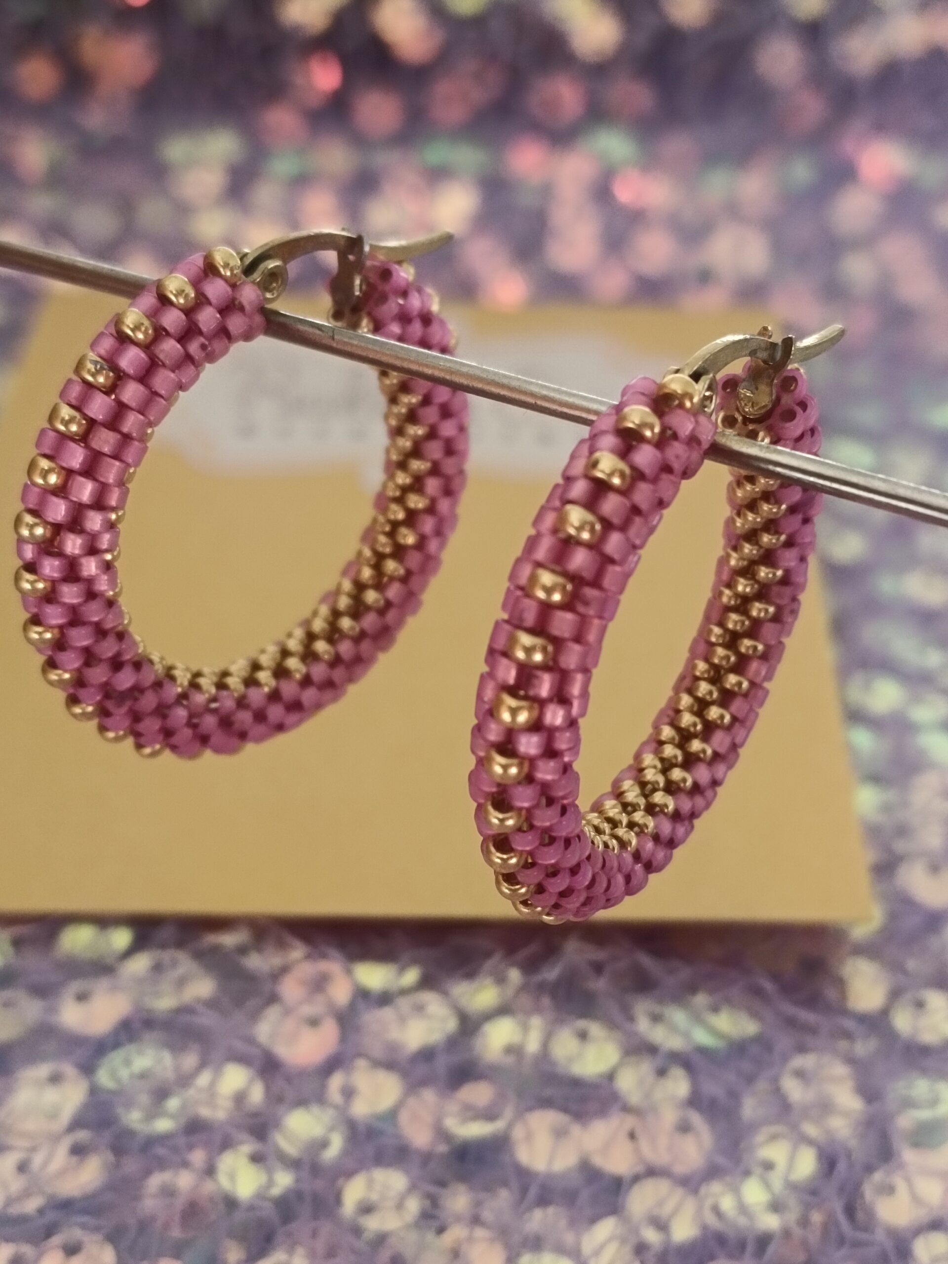 Candongas forradas miyuki rueka de oro accesorios