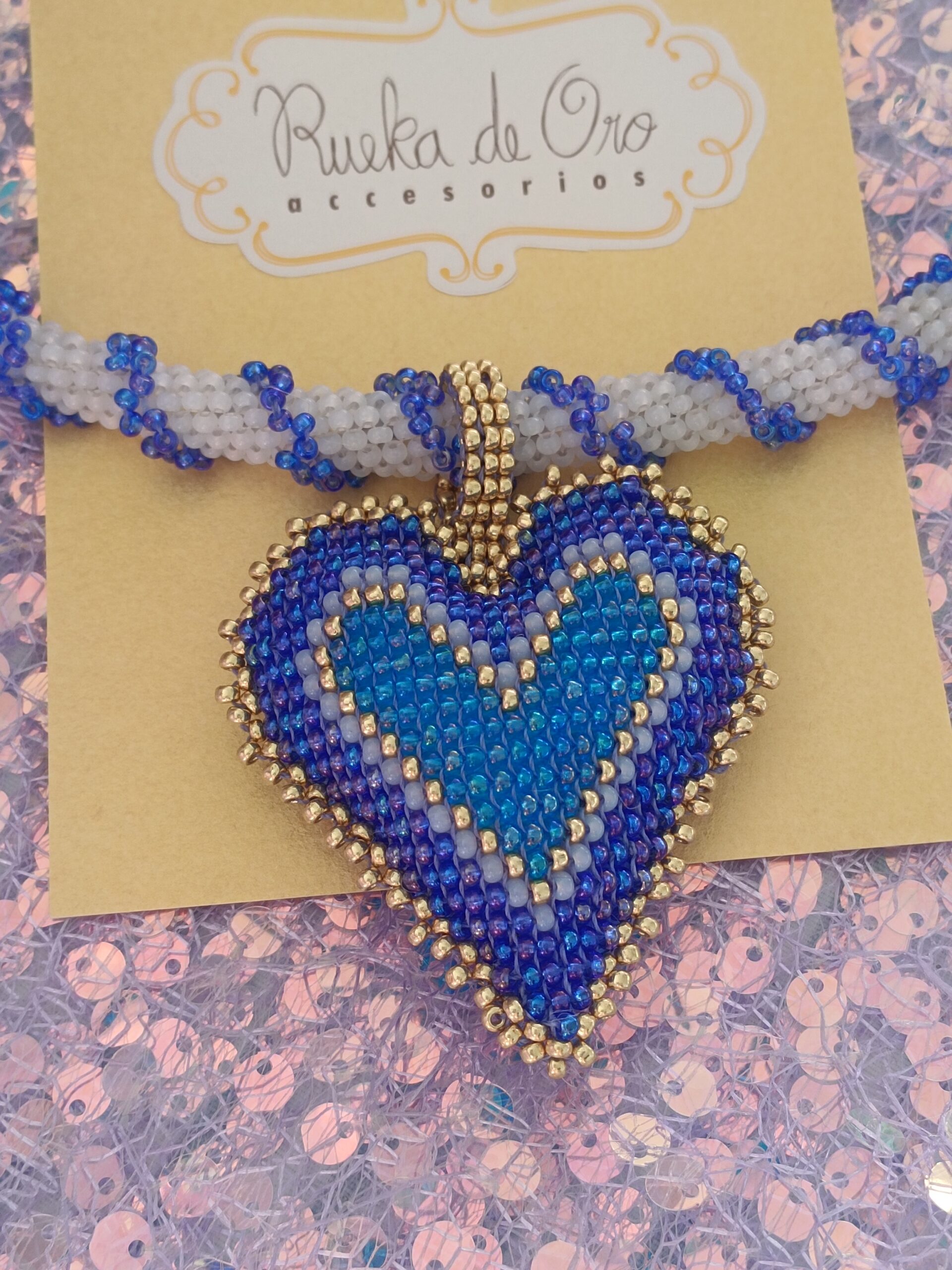 collar corazon mostacillas rueka de oro accesorios